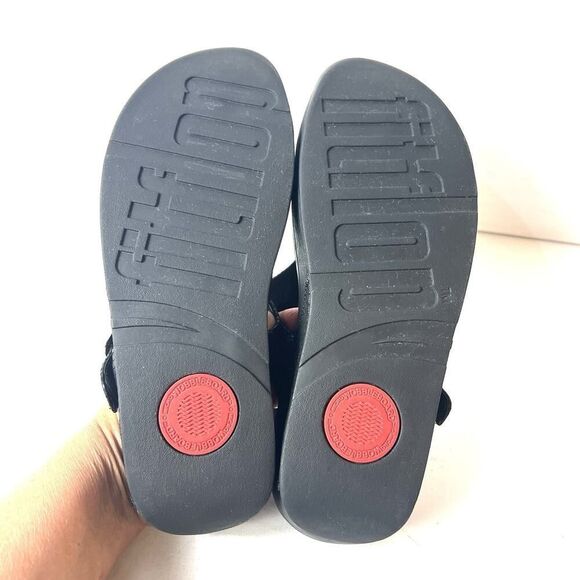 FitFlop Black Thong Leather Summer Sandals Womens Size 10 Comfort Casual Slip On - Picture 11 of 11